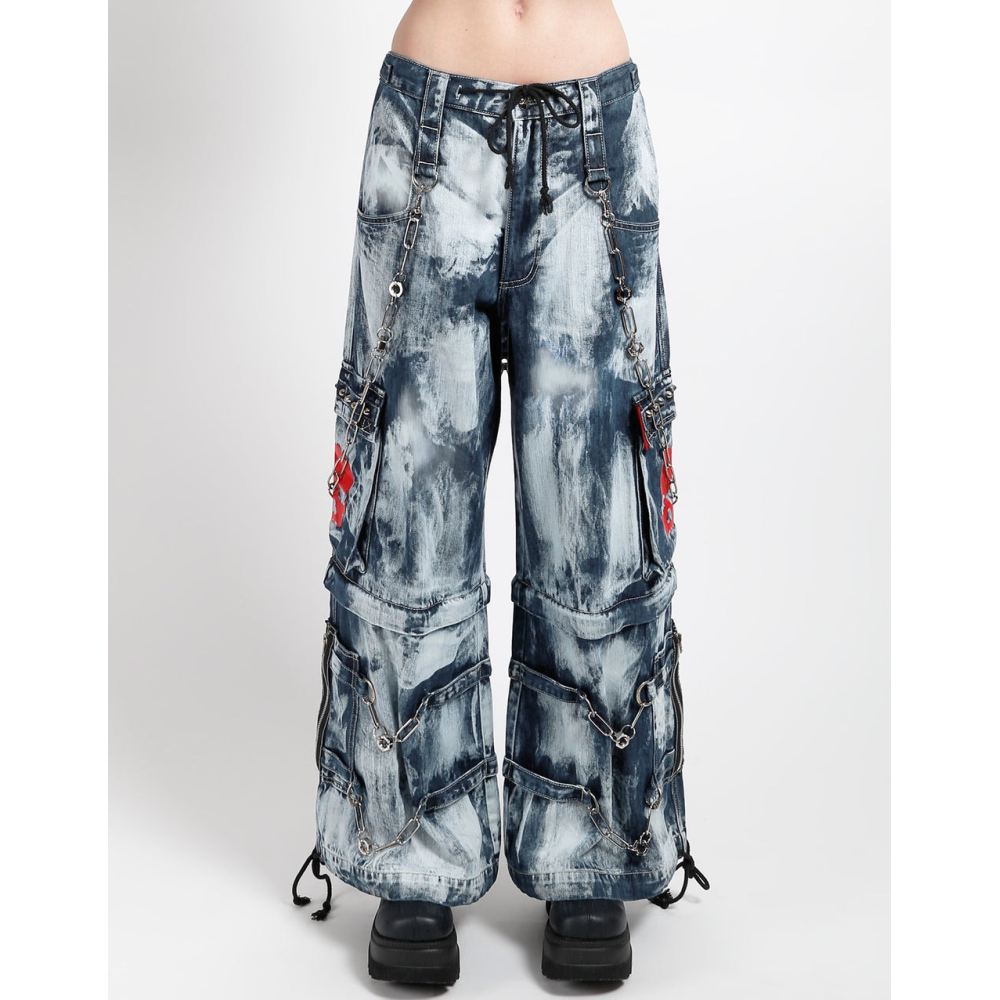 Tripp NYC - Skull Indigo Denim Storm Wash Wijde broek - Zwart